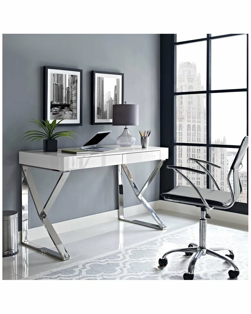 Modway Adjacent Stainless Steel Desk Home Desks & Storage - Image 2