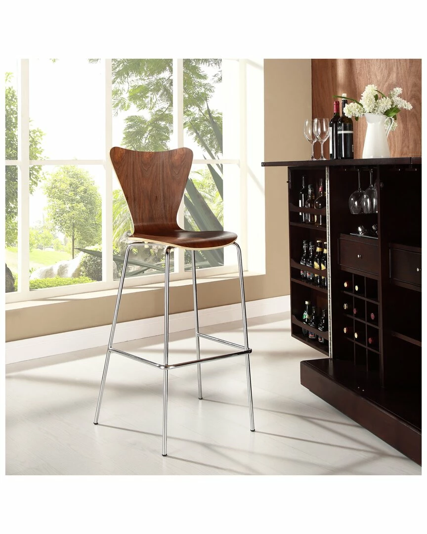 Modway Ernie Wood Bar Stool Home Dining Chairs & Stools - Image 2