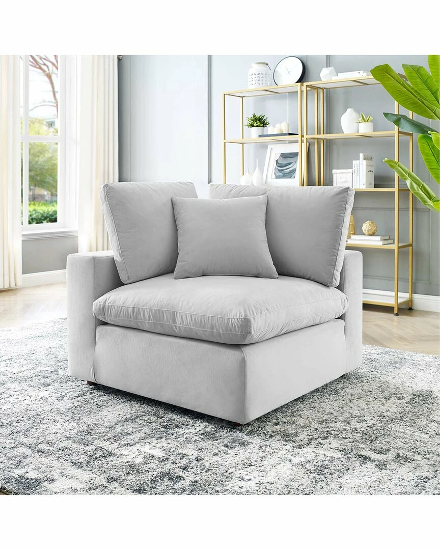 Modway Commix Down Filled Overstuffed Performance Velvet Corner Chair Home Accent Chairs - Image 2