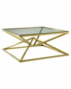 Modway Point 39.5In Brushed Gold Metal Stainless Steel Coffee Table Home Coffee Tables