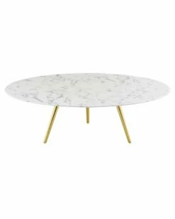 Modway Lippa 47In Round Artificial Marble Coffee Table With Tripod Base Home Coffee Tables