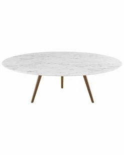Modway Lippa 47In Round Artificial Marble Coffee Table With Tripod Base Home Coffee Tables