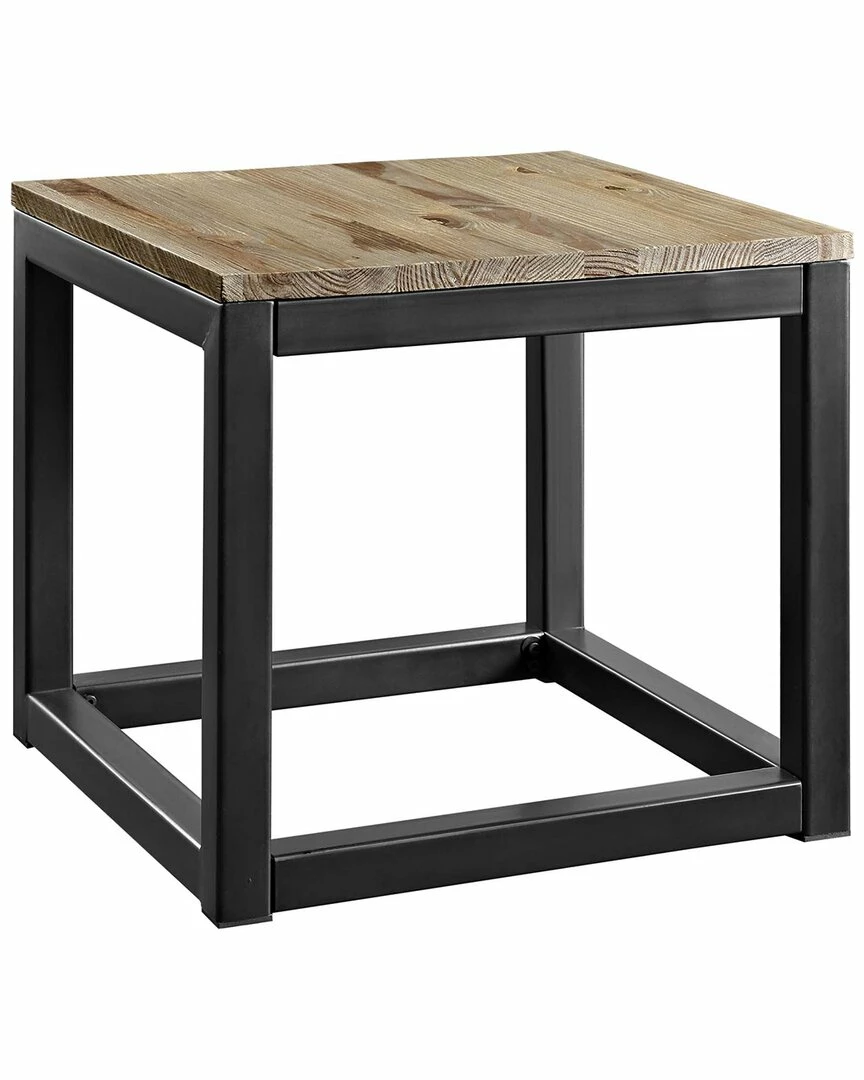 Modway Attune Pine Wood & Iron Side Table Home End & Side Tables