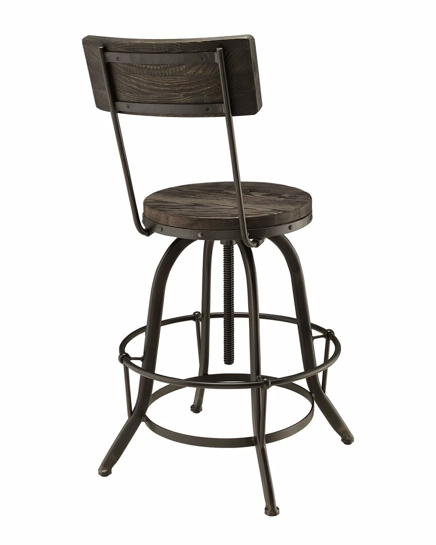 Modway Procure Pine Wood & Iron Bar Stool Home Dining Chairs & Stools - Image 4