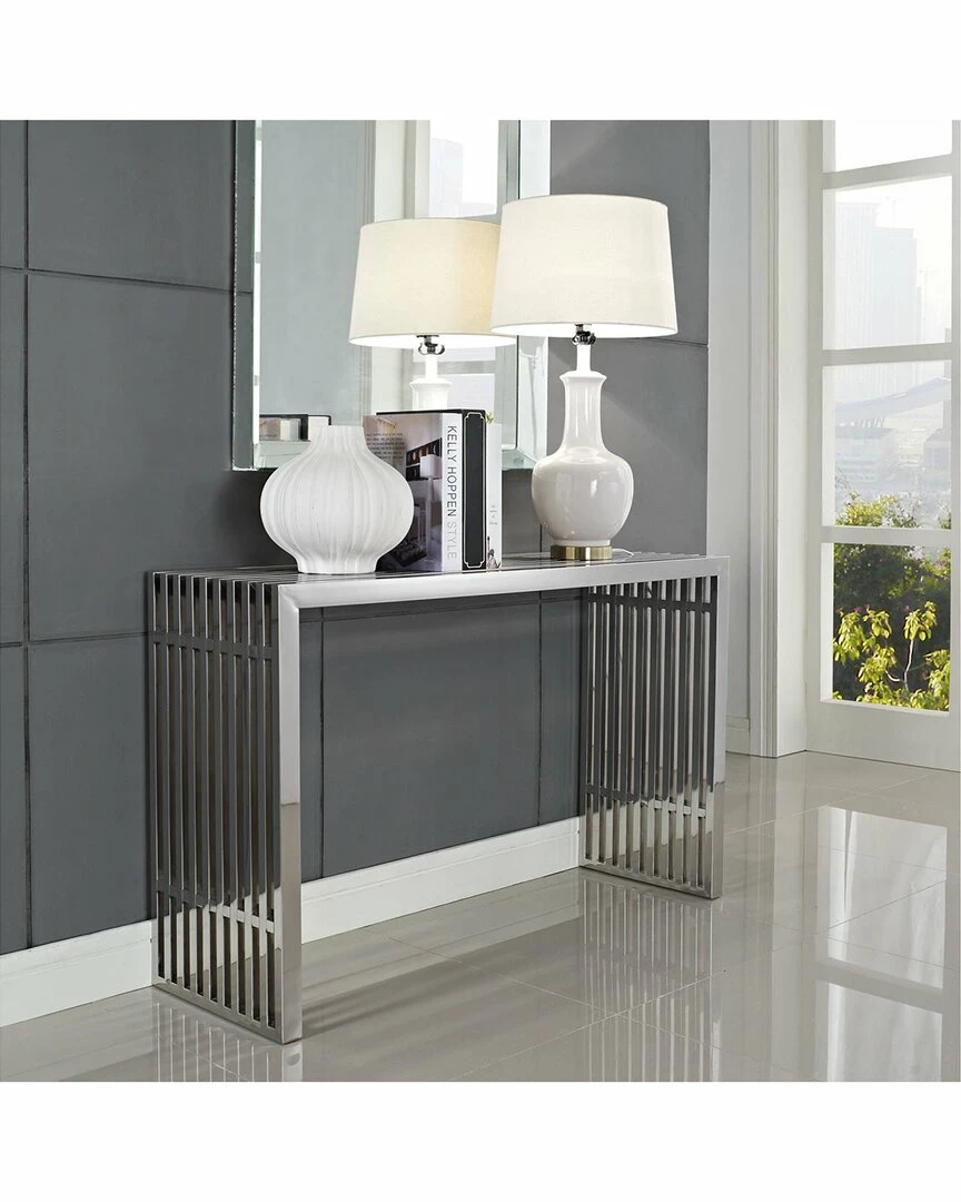 Modway Gridiron Stainless Steel Console Table Home TV Stands & Consoles - Image 2