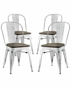 Modway Promenade Set Of 4 Steel Dining/Side Chairs Home Dining Chairs & Stools