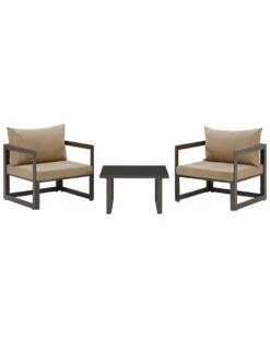 Modway Fortuna 3pc Outdoor Patio Aluminum Sectional Sofa Set Home Seating