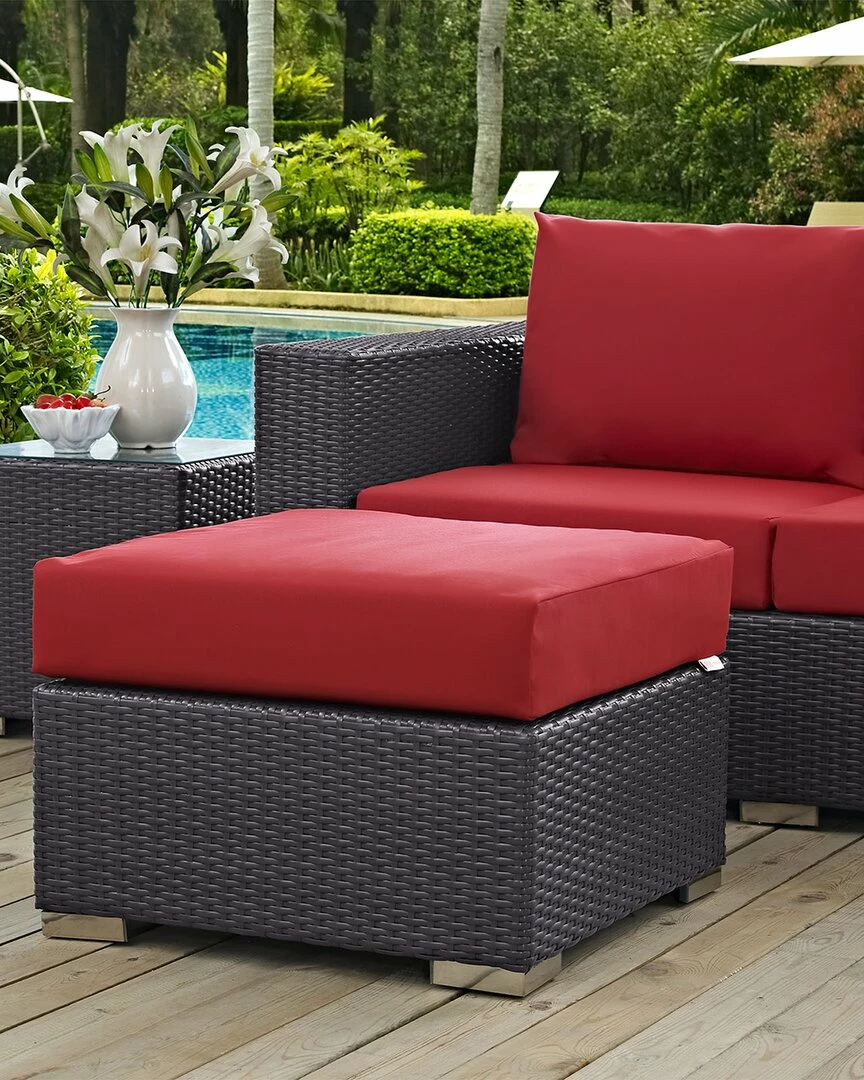 Modway Outdoor Convene Outdoor Patio Fabric Square Ottoman Home Seating - Image 2