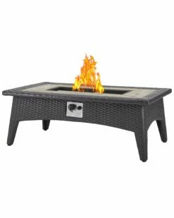 Modway Outdoor Splendor 43.5in Rectangle Outdoor Patio Fire Pit Table Home Fire Pits