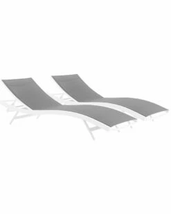 Modway Outdoor Glimpse Set Of 2 Patio Mesh Lounge Chaise Home Seating