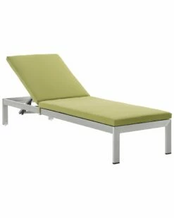 Modway Shore Outdoor Patio Aluminum Chaise With Cushions Home Seating