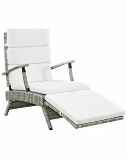 Modway Outdoor Chaise Wicker Rattan Lounge Chair Home Seating
