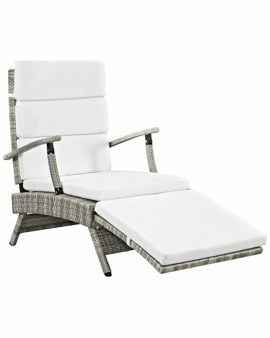 Modway Outdoor Chaise Wicker Rattan Lounge Chair Home Seating