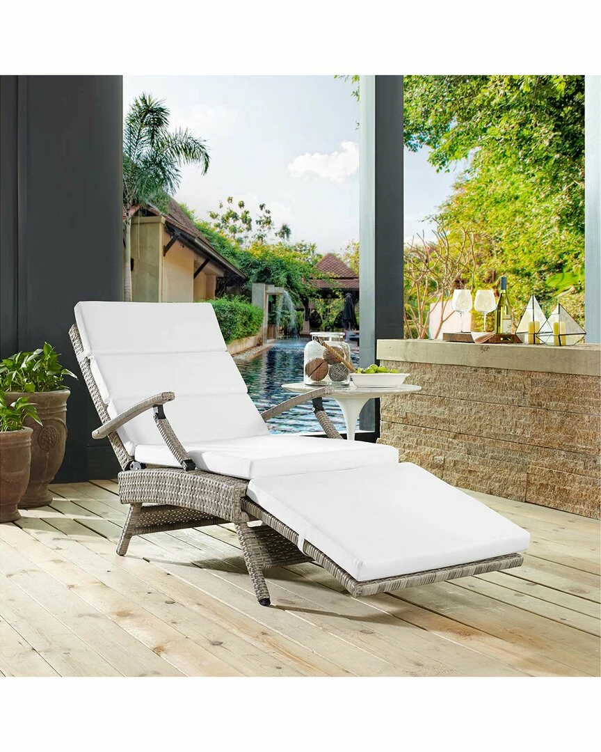 Modway Outdoor Chaise Wicker Rattan Lounge Chair Home Seating - Image 2