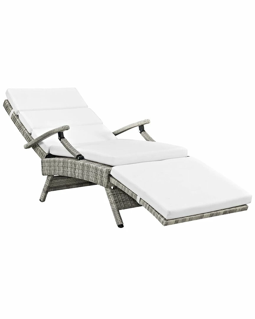 Modway Outdoor Chaise Wicker Rattan Lounge Chair Home Seating - Image 4