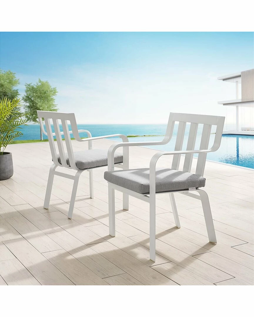 Modway Outdoor Baxley Outdoor Patio Aluminum Armchair Set Of 2 Home Seating - Image 6