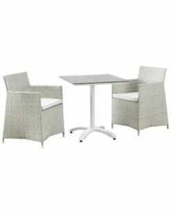Modway Junction 3pc Outdoor Patio Wicker Rattan Dining Set Home Dining Sets
