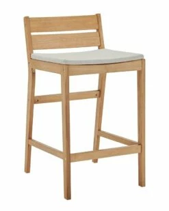 Modway Outdoor Riverlake Outdoor Patio Ash Wood Bar Stool Home Seating