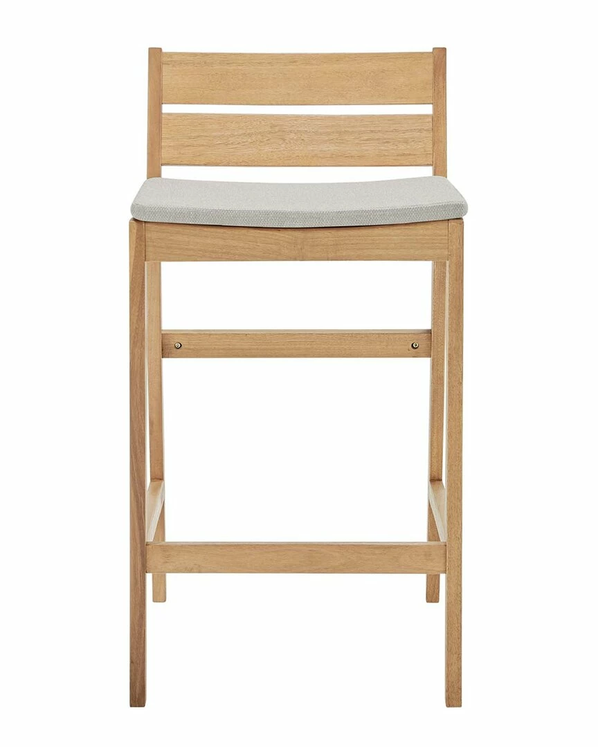 Modway Outdoor Riverlake Outdoor Patio Ash Wood Bar Stool Home Seating - Image 2