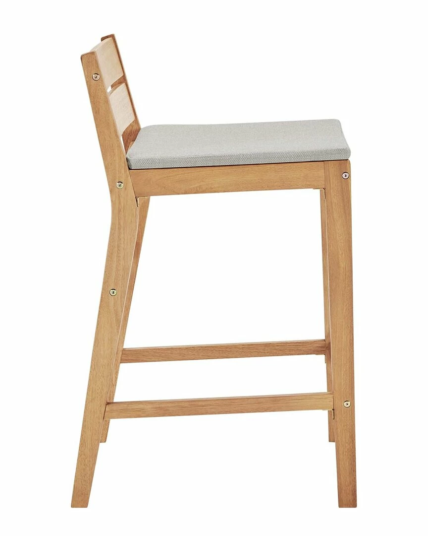 Modway Outdoor Riverlake Outdoor Patio Ash Wood Bar Stool Home Seating - Image 3