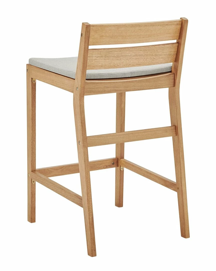 Modway Outdoor Riverlake Outdoor Patio Ash Wood Bar Stool Home Seating - Image 4