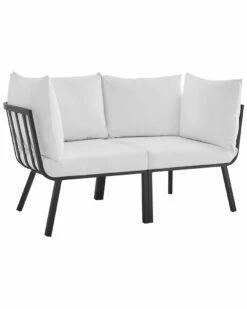 Modway Outdoor Riverside 2 Piece Outdoor Patio Aluminum Sectional Sofa Set Home Seating