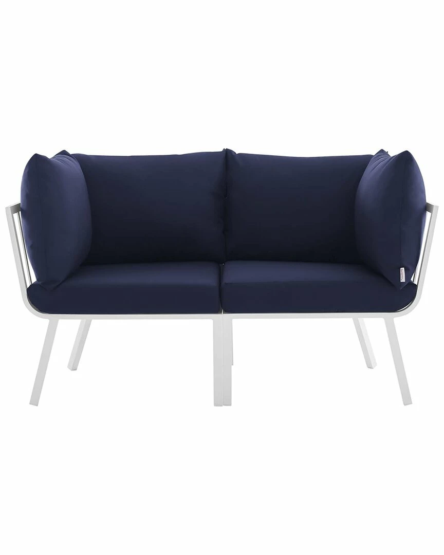 Modway Outdoor Riverside 2 Piece Outdoor Patio Aluminum Sectional Sofa Set Home Seating - Image 2