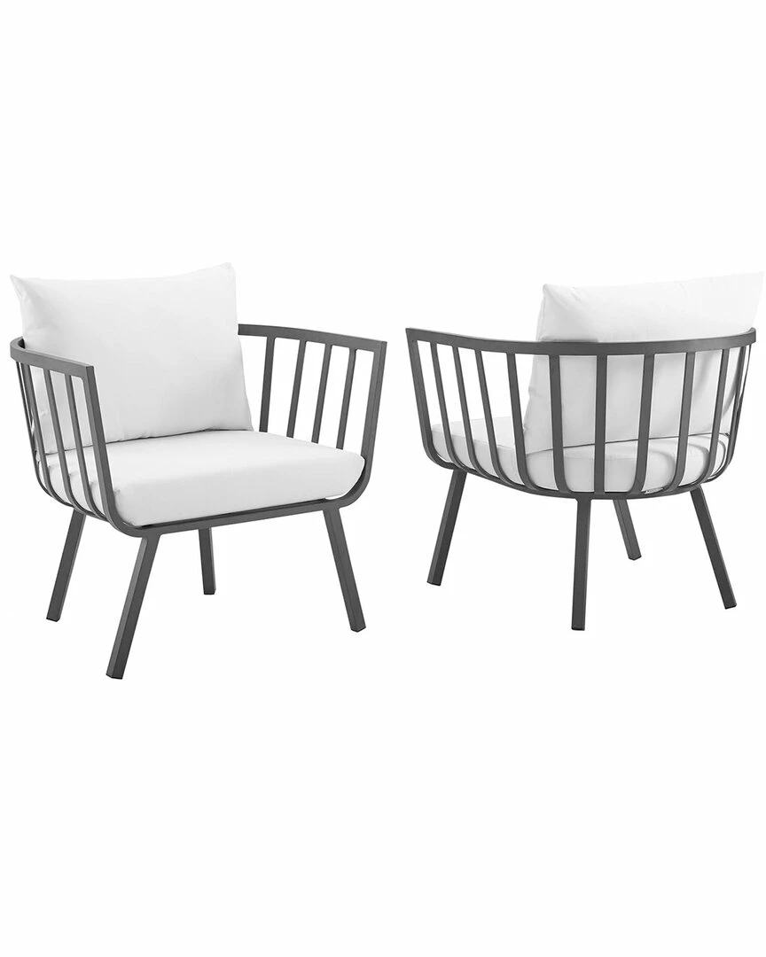 Modway Outdoor Riverside Outdoor Patio Aluminum Armchair Set Of 2 Home Seating