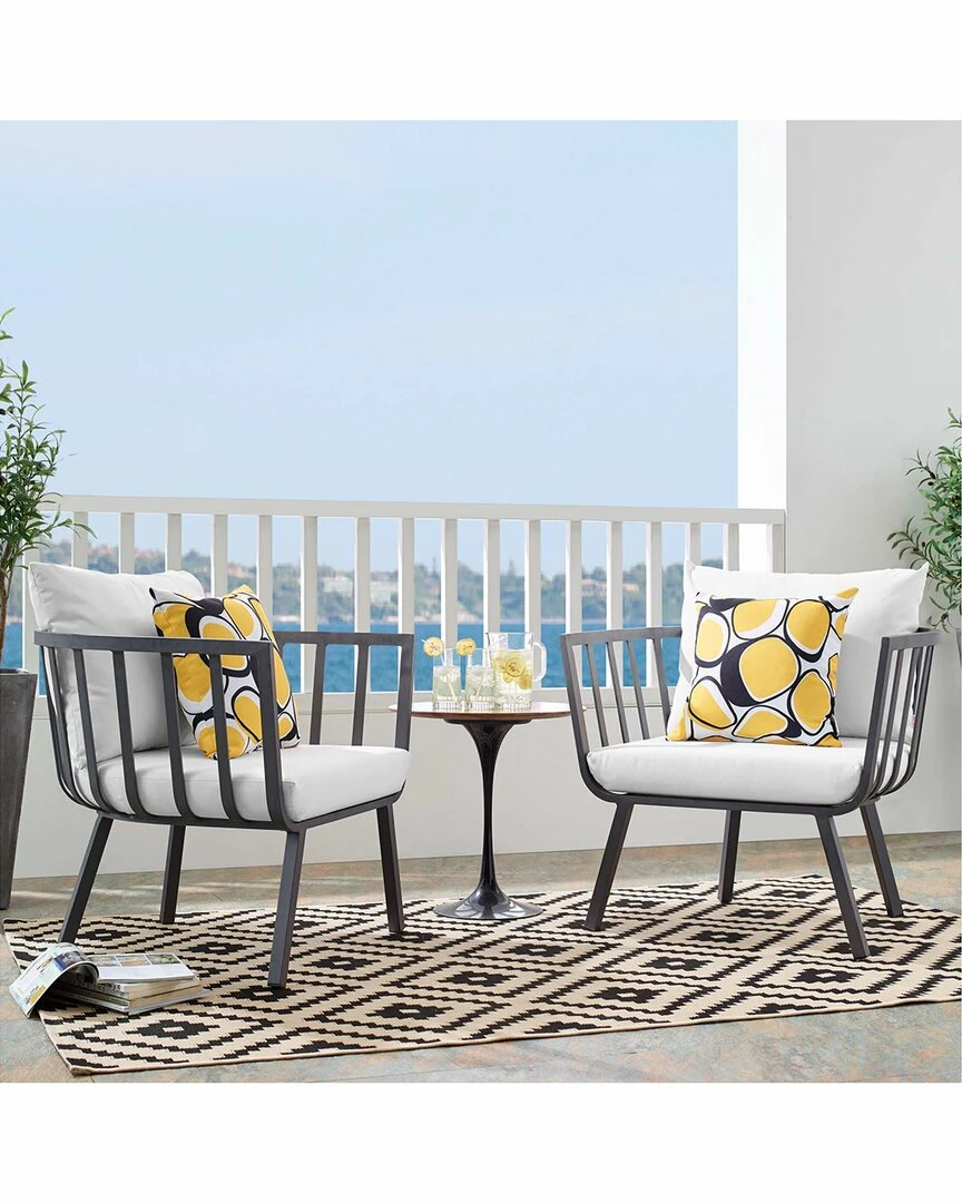 Modway Outdoor Riverside Outdoor Patio Aluminum Armchair Set Of 2 Home Seating - Image 6