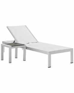 Modway Shore 2pc Outdoor Patio Aluminum Chaise Lounge Set Home Seating