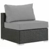 Modway Sojourn Armless Outdoor Patio Wicker Rattan Sunbrella Sectional Set Home Seating