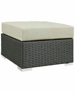 Modway Sojourn Outdoor Patio Wicker Rattan Sunbrella Ottoman Home Seating