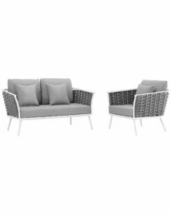 Modway Outdoor Stance 2pc Outdoor Patio Aluminum Sectional Sofa Set Home Seating