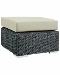 Modway Outdoor Summon Outdoor Patio Wicker Rattan Sunbrella Ottoman Home Seating