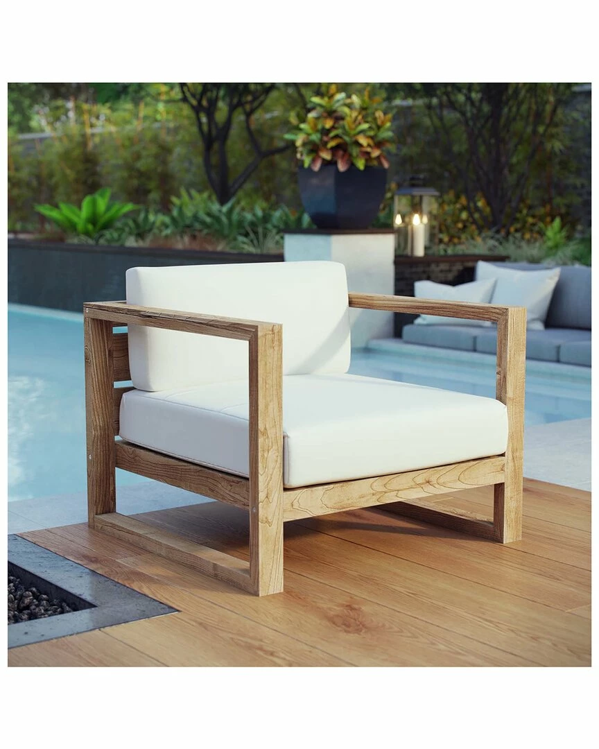 Modway Upland Outdoor Patio Teak Wood Armchair Home Seating - Image 5