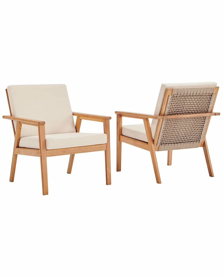 Modway Outdoor Vero Outdoor Patio Ash Wood Armchair Set Of 2 Home Seating