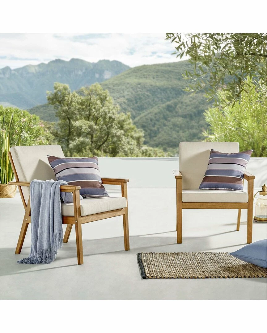 Modway Outdoor Vero Outdoor Patio Ash Wood Armchair Set Of 2 Home Seating - Image 6