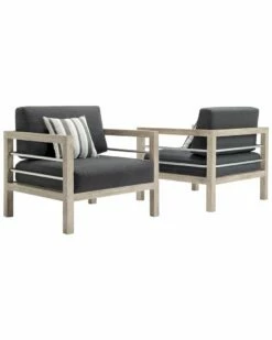 Modway Outdoor Wiscasset Outdoor Patio Acacia Wood Armchair Set Of 2 Home Seating