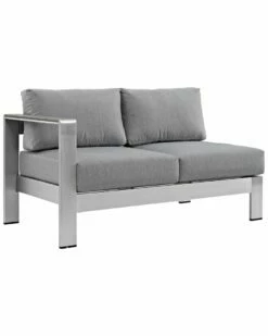 Modway Shore Left-Arm Corner Sectional Outdoor Patio Aluminum Loveseat Home Seating